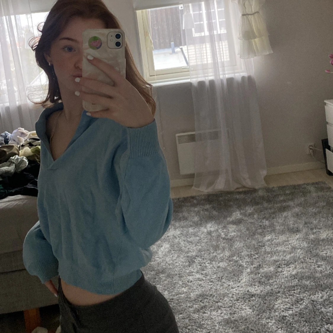 Blå kofta med krage - 90