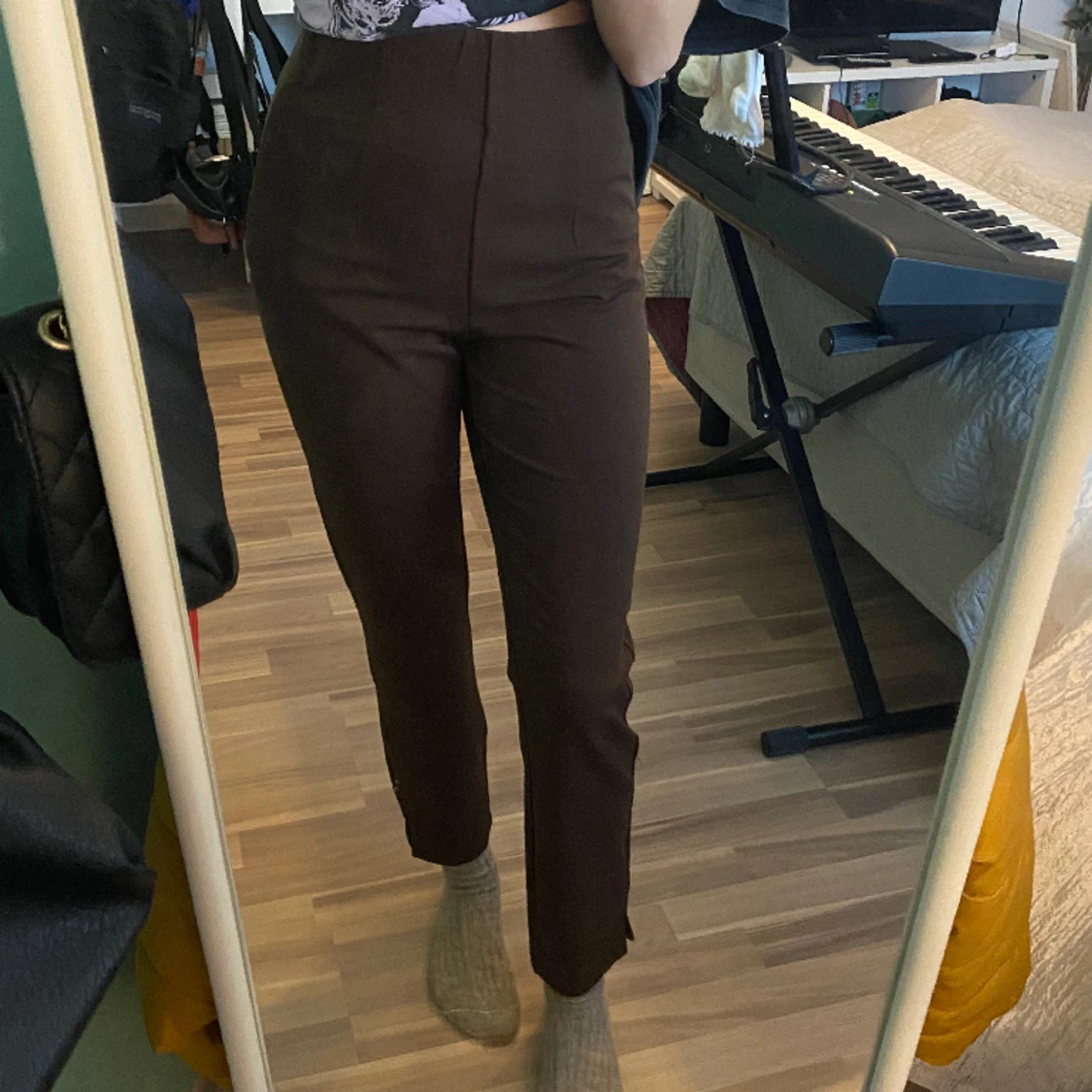 Bruna tygbyxor/kavajbyxor