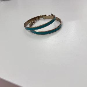 Örhängen  - Guld/blåa örhängen som jag har haft i några år men använt få gånger! Rengör alla smycken innan jag skickar dem!