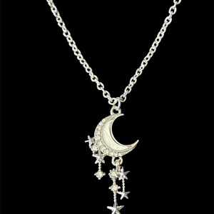 Mån halsband  - Halsband med en måne på Nickelsäkert rostfritt och handgjort Förlängnings kedja på den