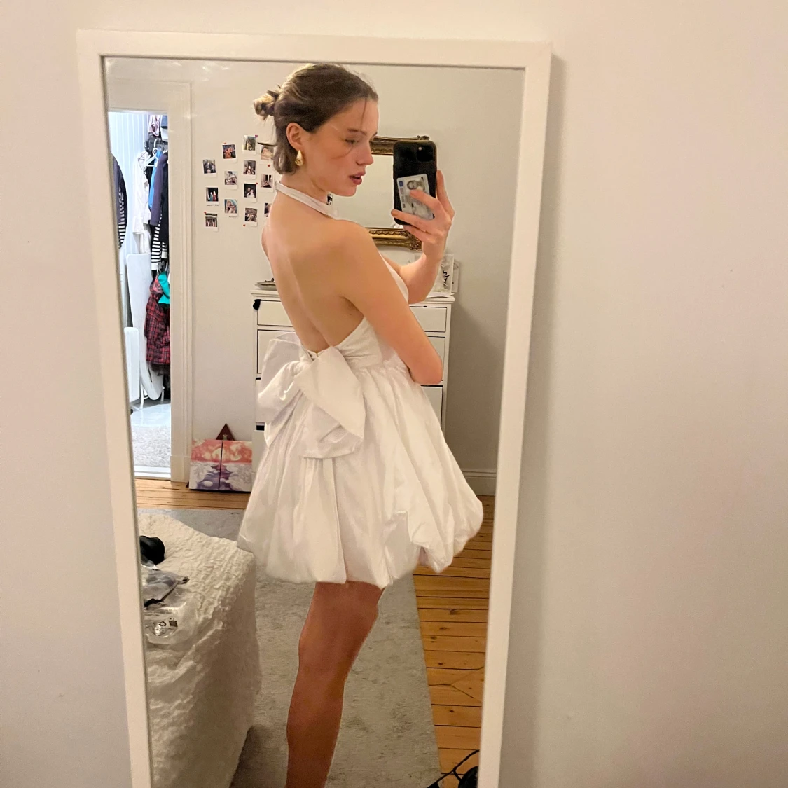 Vit rosett klänning  - 3