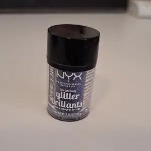 Thsi is a new eye glitter from nyx that have purple and black and mix colors in. It is open but not used at all. 