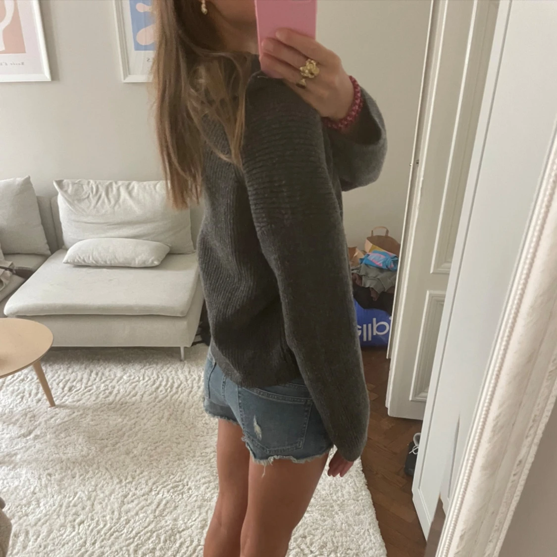 Grå half-zip tjocktröja hm - 91