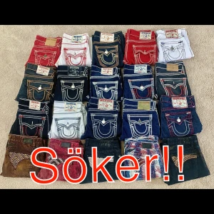 Söker trueys  - ❗❗DMA IFALL DU VILL SÄLJA. INGA BULLSHIT PRISER❗❗  ❗Söker trueys i helst storlek 32. Söker baggy fit ingen slim eller skinny.❗ 
