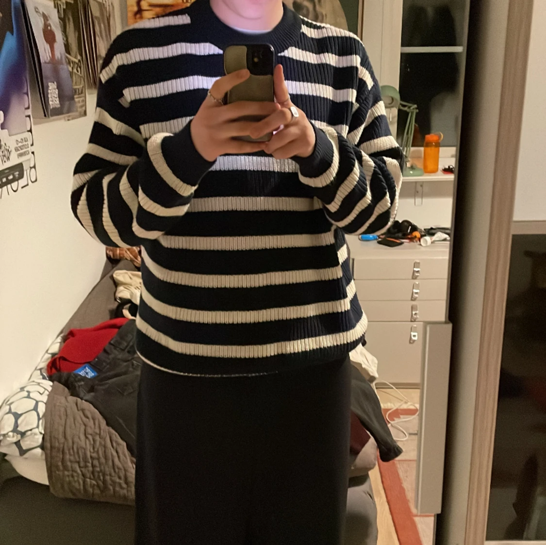 Randig stickad tröja - 90