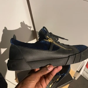 Giuseppe Zanotti skor - Säljer ett par snygga zanottis för ett schysst pris. De kommer med standrad tillbehör. De är svarta med en mörkblå mocha. För mer information så tveka inte på att skriva till mig. Obs pris går att diskutera.(Rimliga byten kan accepteras)