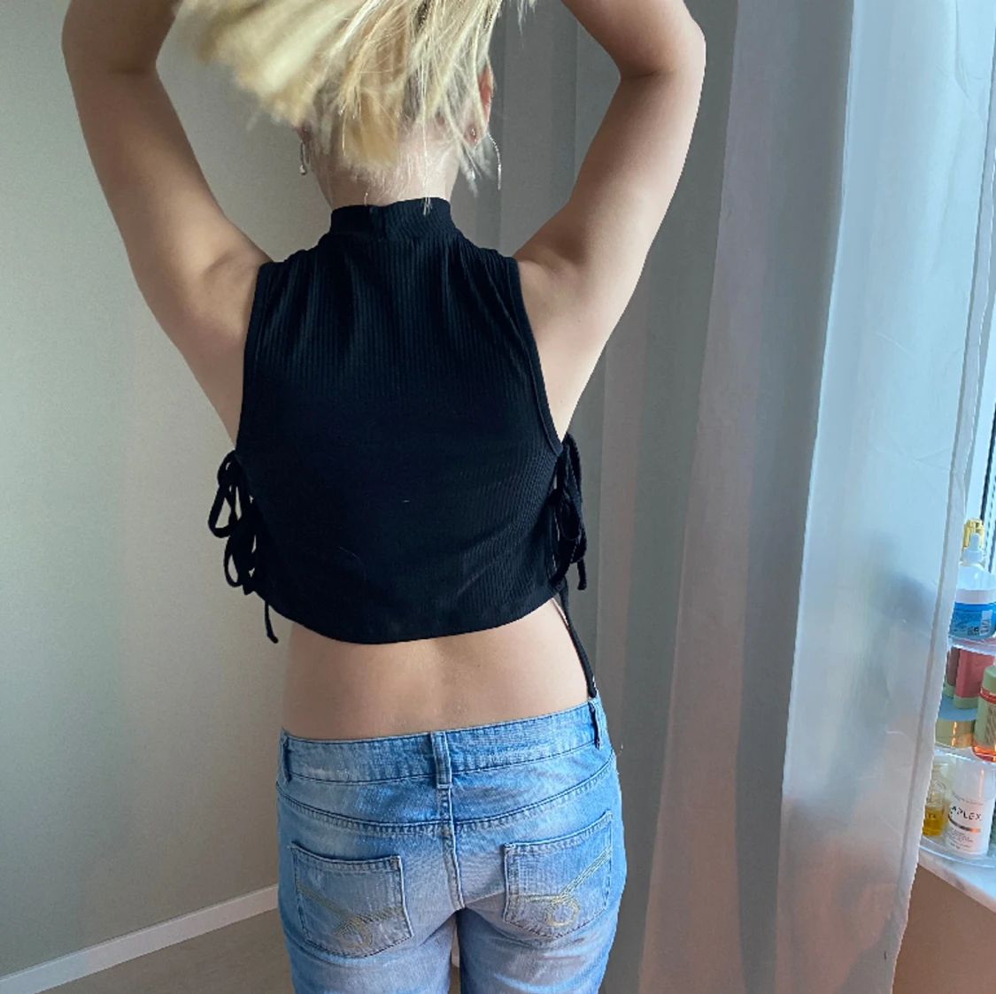 Svart topp knytning top - 91