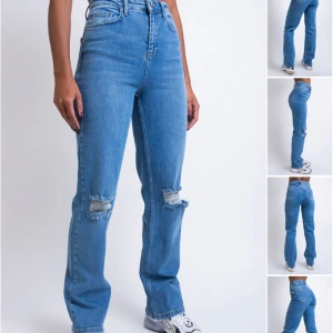 Blåa jeans med slitning - Helt oandvända med lappen kvar, strl 34 men rätt så stretchiga så funkar även till folk med strl 36