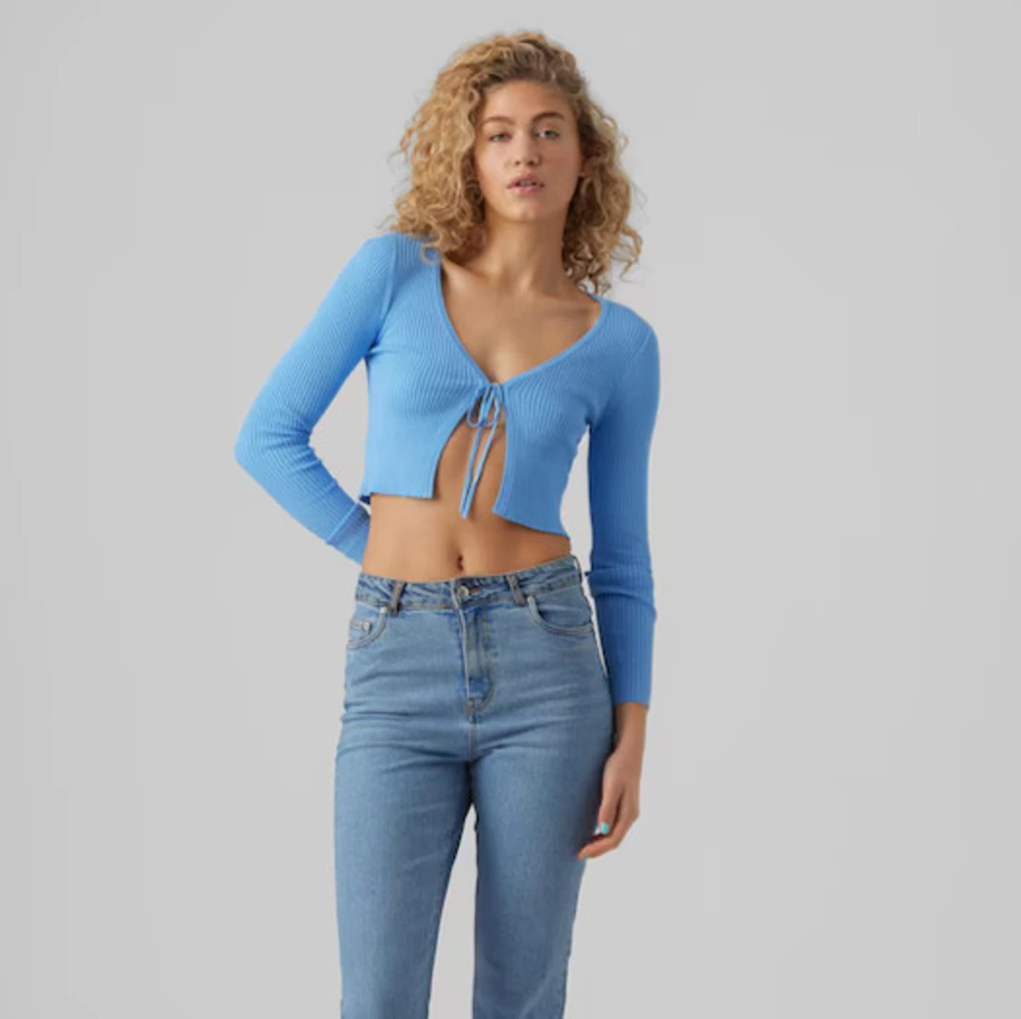 Blå knyt tröja  - 90