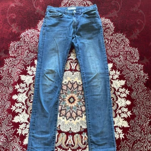 Blå jeans från Sondre - Säljer ett par snygga blå jeans från Sondre i storlek 164. De är i slim fit och har en klassisk femficksdesign med dragkedja och knapp framtill. Perfekta för vardagsbruk och kan matchas med nästan vad som helst. De är i bra skick och redo för en ny ägare!