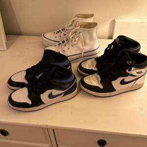 3 par sneakers:  Air Jordan 1 och Air Jordan Silver toe + Converse Chuck Tailor All Star Lift