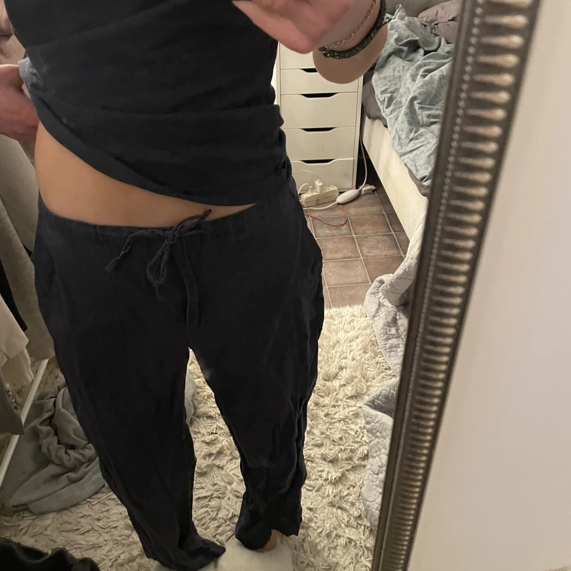 Lågmidjade linnebyxor