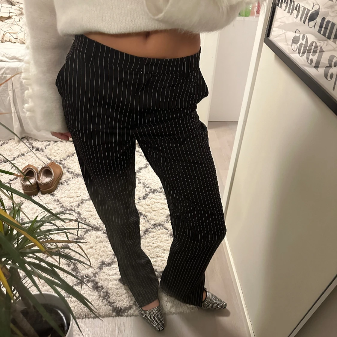 Kritstrecksrandiga kostymbyxor  - 90