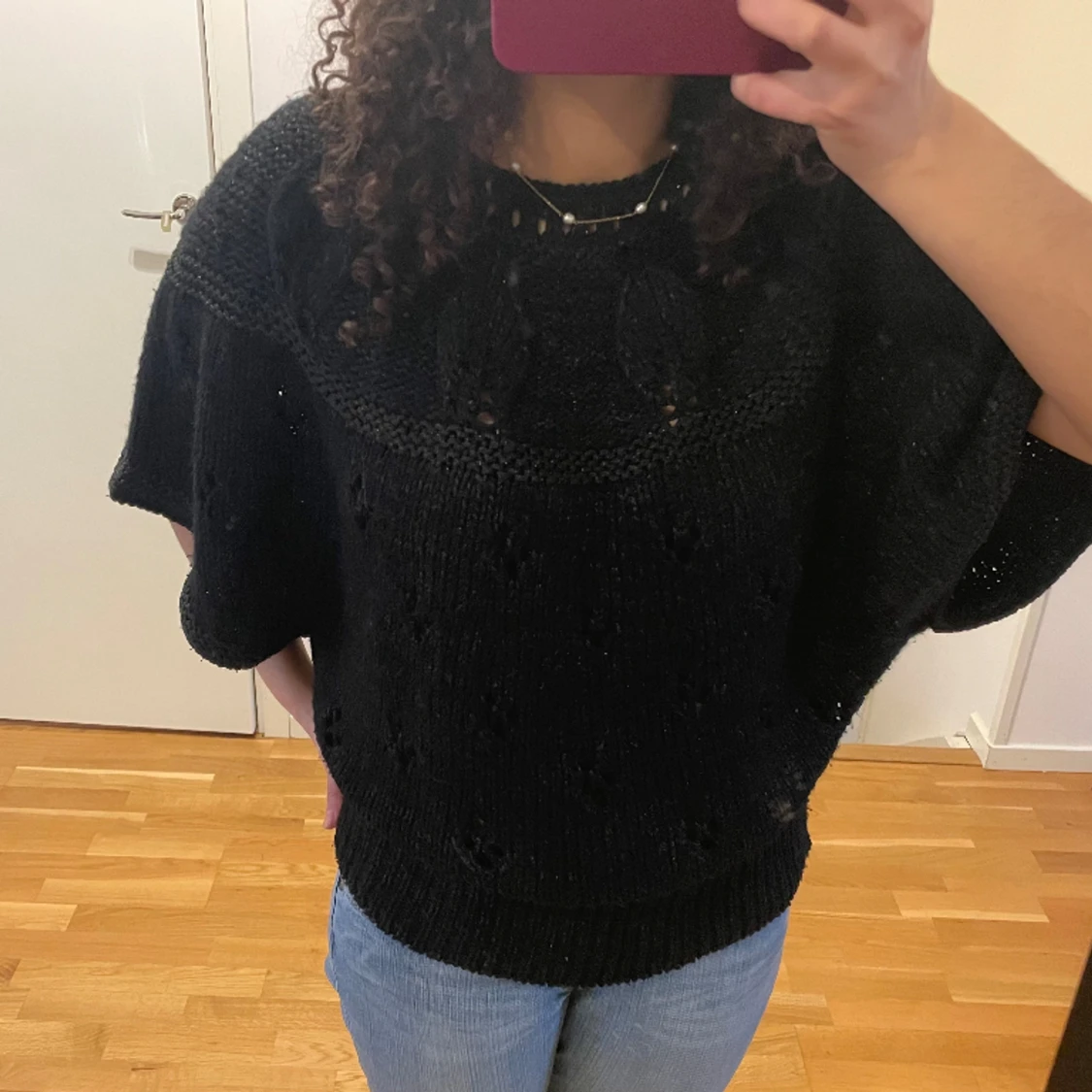 Svart trekvart/bolero stickad tröja - 91