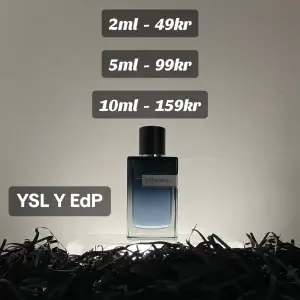 Säljer dekanter av ”Yves Saint Laurent Y EdP” I storlekarna 2ml 5ml 10ml Kontakta oss innan du köper så vi fixar rätt pris på frakt📦✅. du kan även beställa fler än bara Samples från 1 parfym så kontakta oss så svarar vi så snabbt som möjligt.