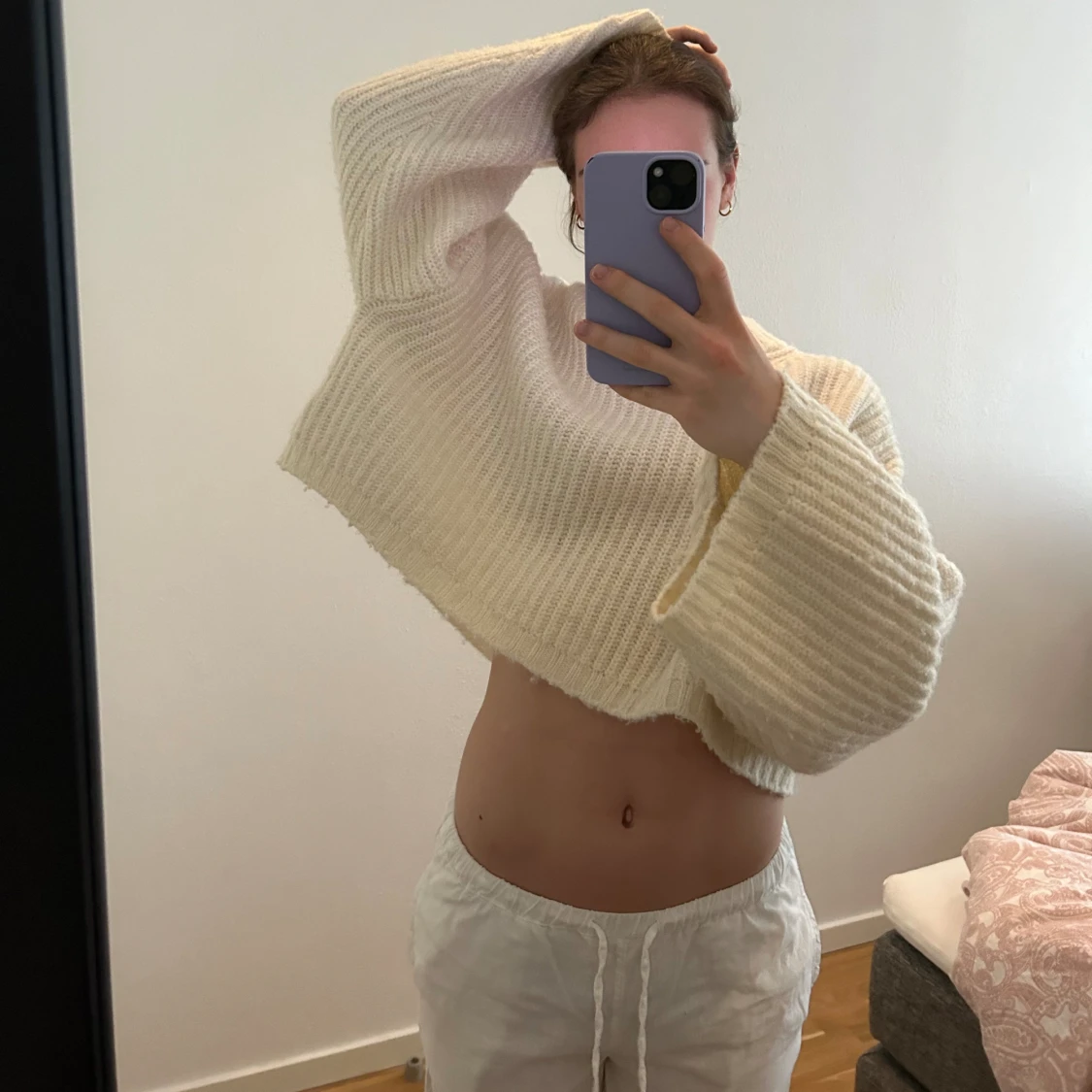 Vit stickad tröja från Gina Tricot 