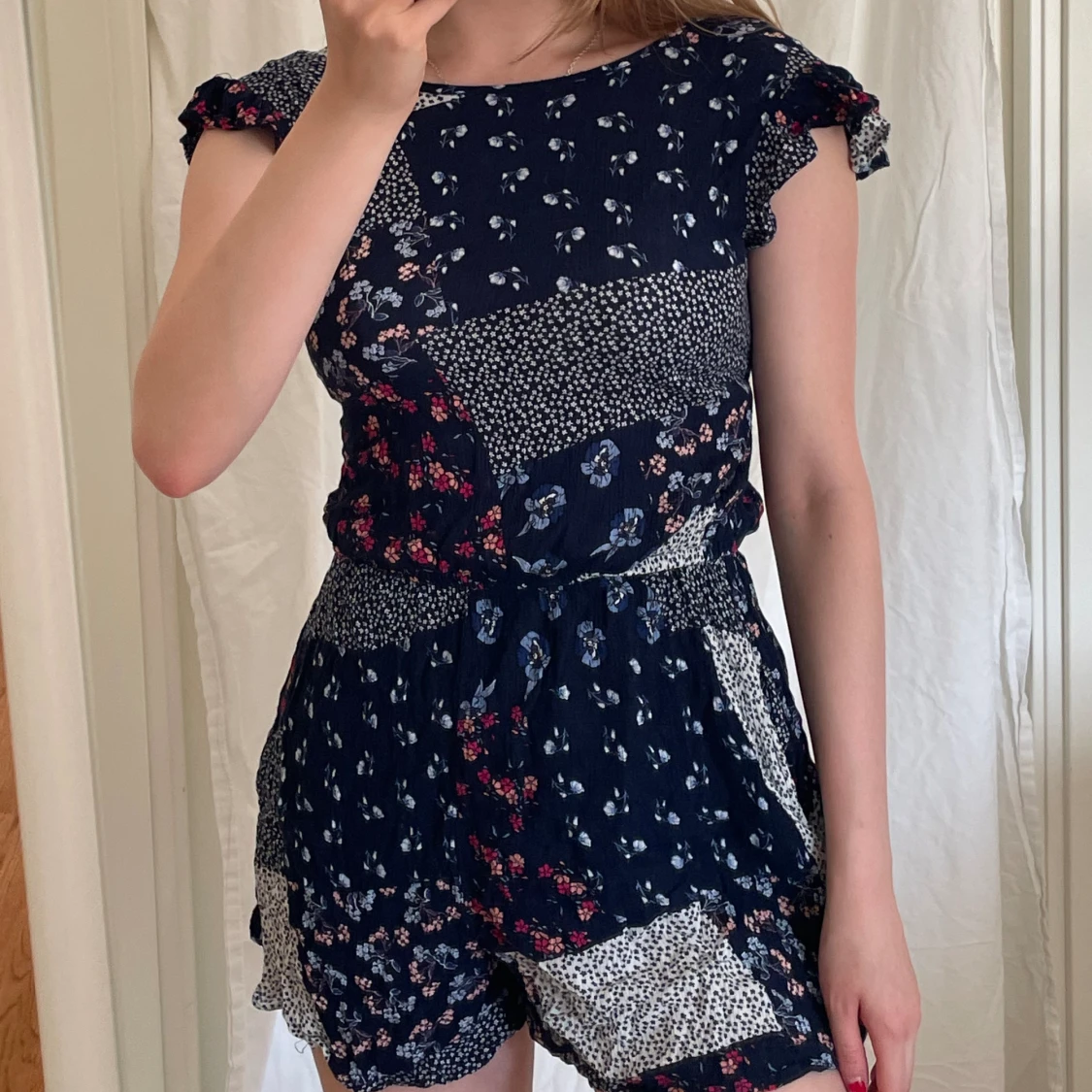 Blommigrutig Playsuit 