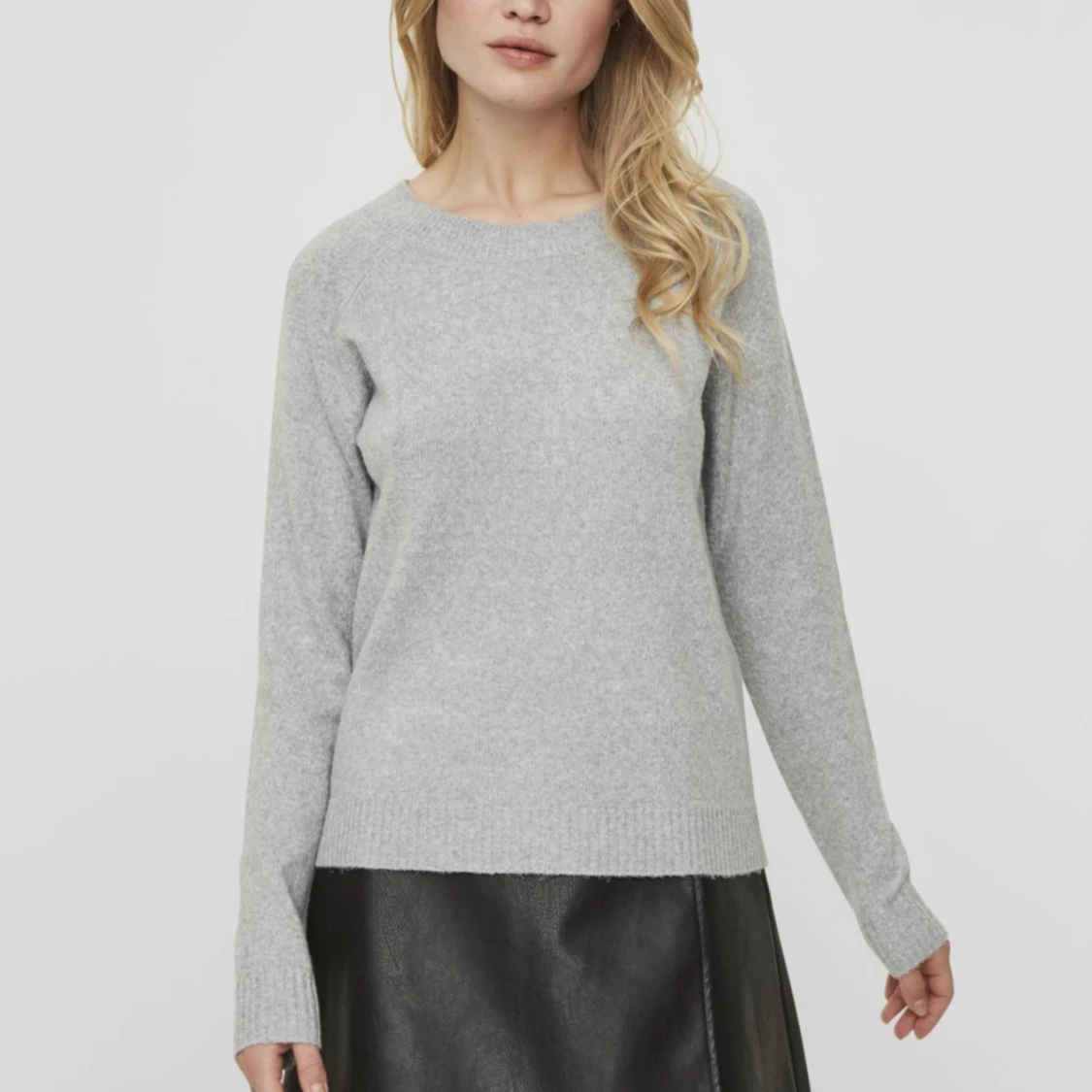 Stickad tröja - mottled light grey - 90