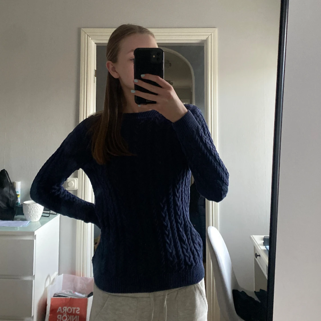 Kabelstickadtröja  - 90