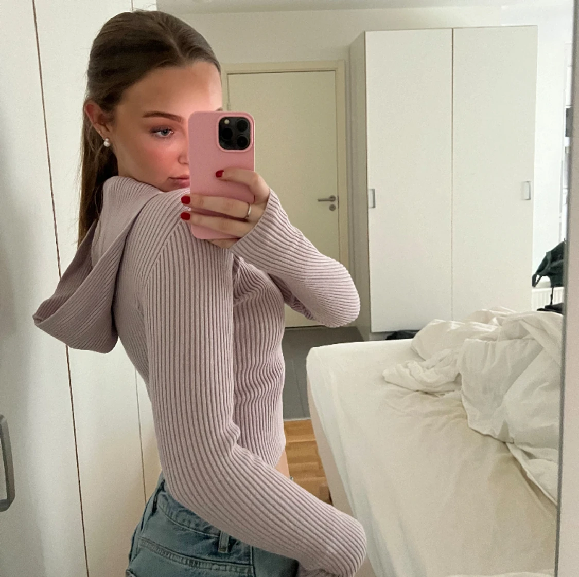 Stickad rosa tröja från zara, M - 90