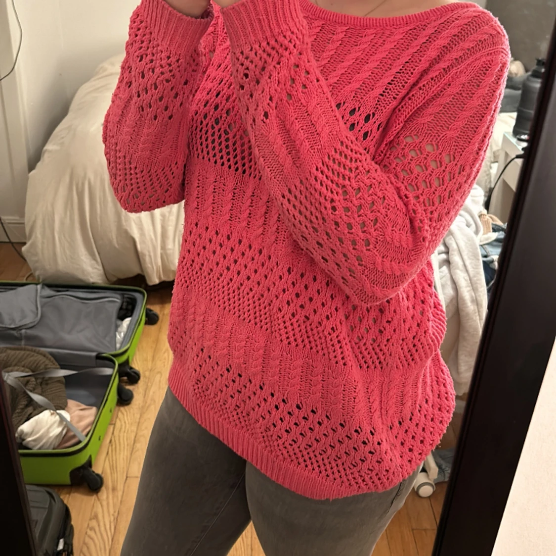 Stickad neonrosa tröja!👚 - 90