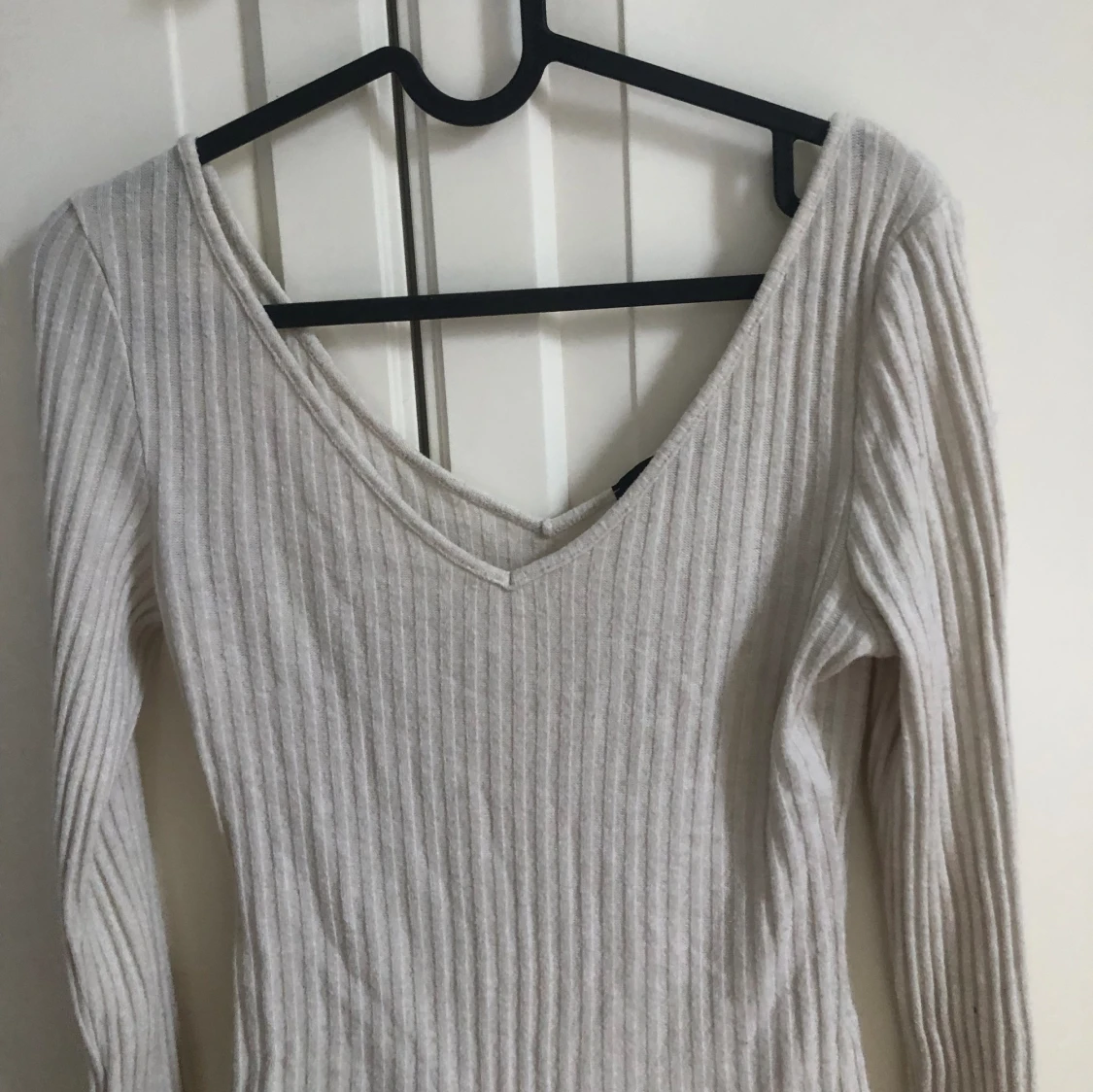 Långärmad ribbad tröja  - 91