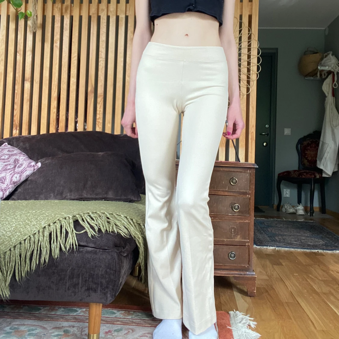 Flared beige pants 