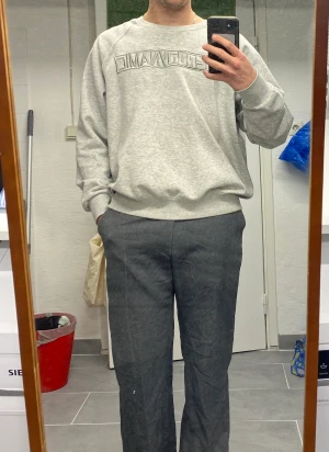 Weekday sweatshirt  - Grå oversized weekday sweatshirt med broderat print. Små bruna fläckar på framsidan som knappt syns (bild 3)   