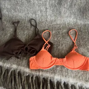 En orange och en brun bikinitopp som aldrig är använda. Paketpris för båda: 100kr 🤎🧡