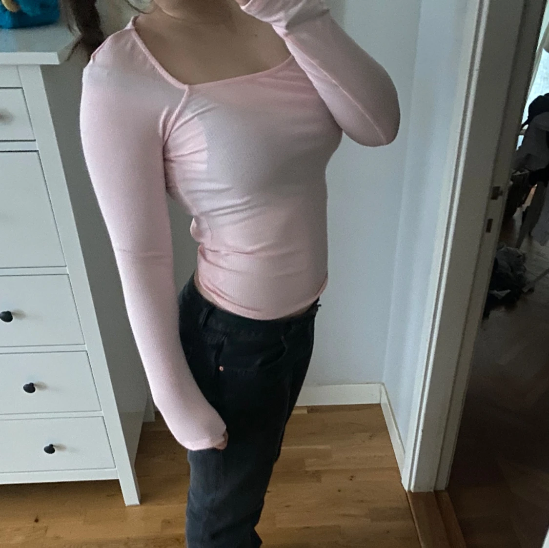 Rosa långärmad tröja - 90