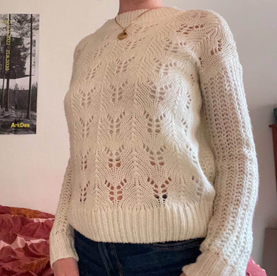 Vit stickad tröja - 91