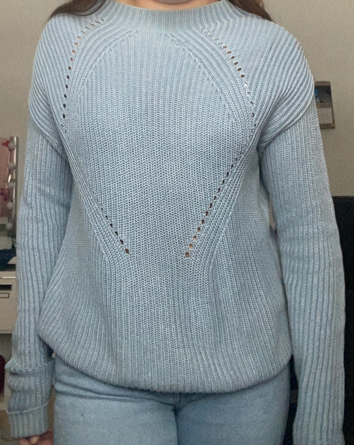 Blå stickad tröja