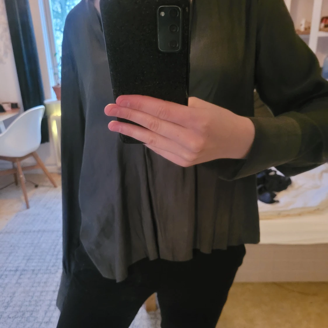 Grön satinblus  - 91