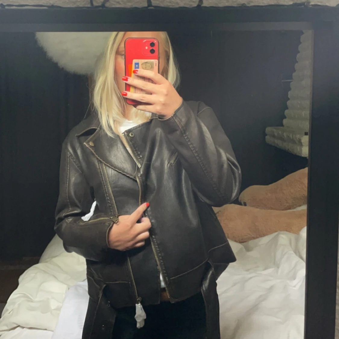 Brun skinnjacka - 90