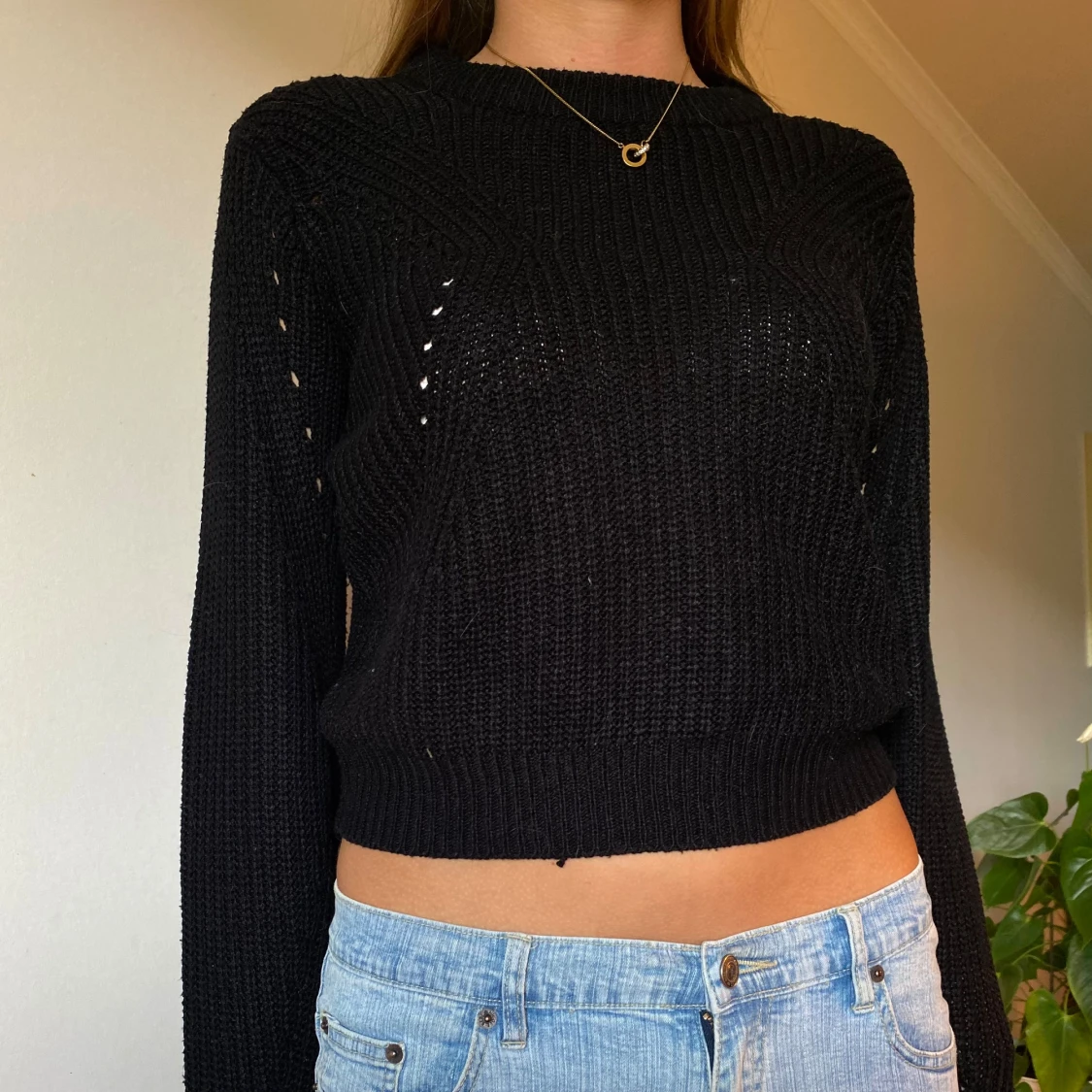Svart stickad tröja - 90
