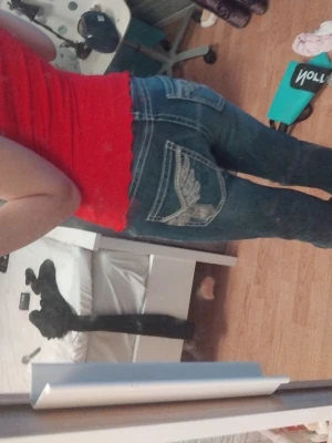 Blå bootcut jeans med broderade fickor - Bootcut jeans från Gina tricot broderade fickor, low rise aldrig använt