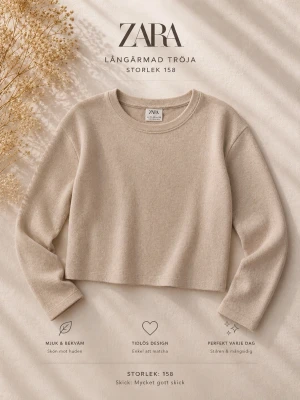 Beige stickad tröja från Zara - Enkel och stilren beige stickad tröja från Zara med rund halsringning och långa ärmar. Perfekt basplagg som är lätt att matcha med olika outfits. Mjuk och bekväm för vardagens alla äventyr.