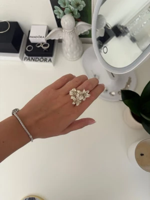 Olympia ring ”Exclusice Floral Collection” - Säljer min Olympia ring från deras Exclusice Floral Collection. Ringen är justerbar och har ett så fint motiv med blommorna. Jag har haft ringen i några år men underhållit med silvertvätt så den är i ett bra skick. Köpt för 800kr och finns ej kvar på deras hemsida längre. Jag har haft den i vatten osv o den har inget tecken på rost då det är silver☺️☺️