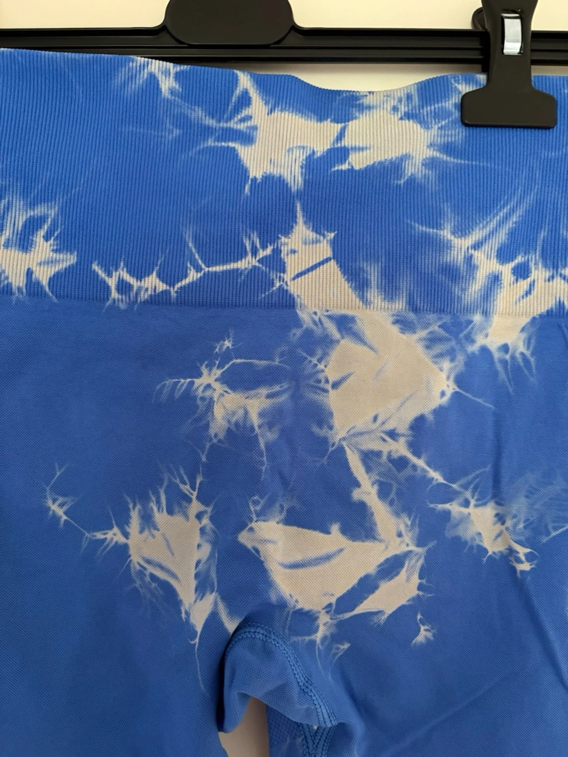 Blå tie dye leggings med hög midja - 1