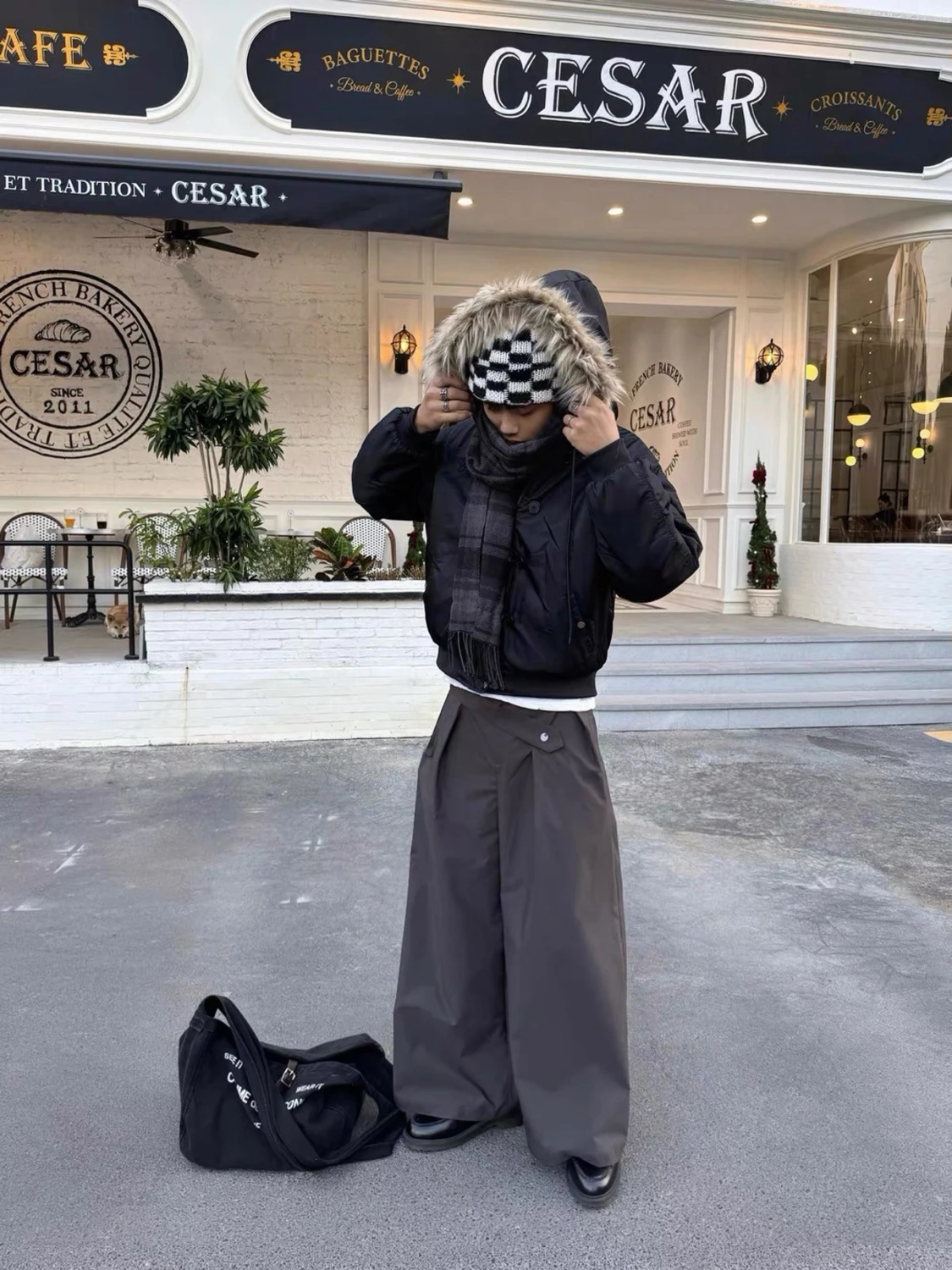 Nylon Bomber Fur Jacket - 2