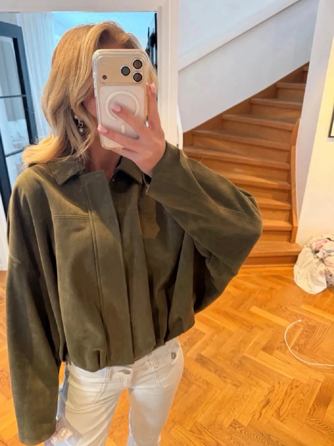 Olivgrön mocka jacka  - 2