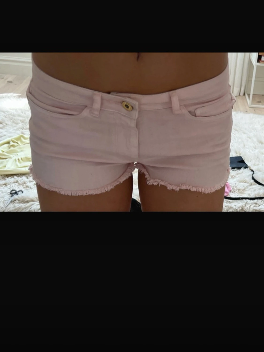 Ljusrosa lowrise lowwaist lågmidjade jeanshorts - 3