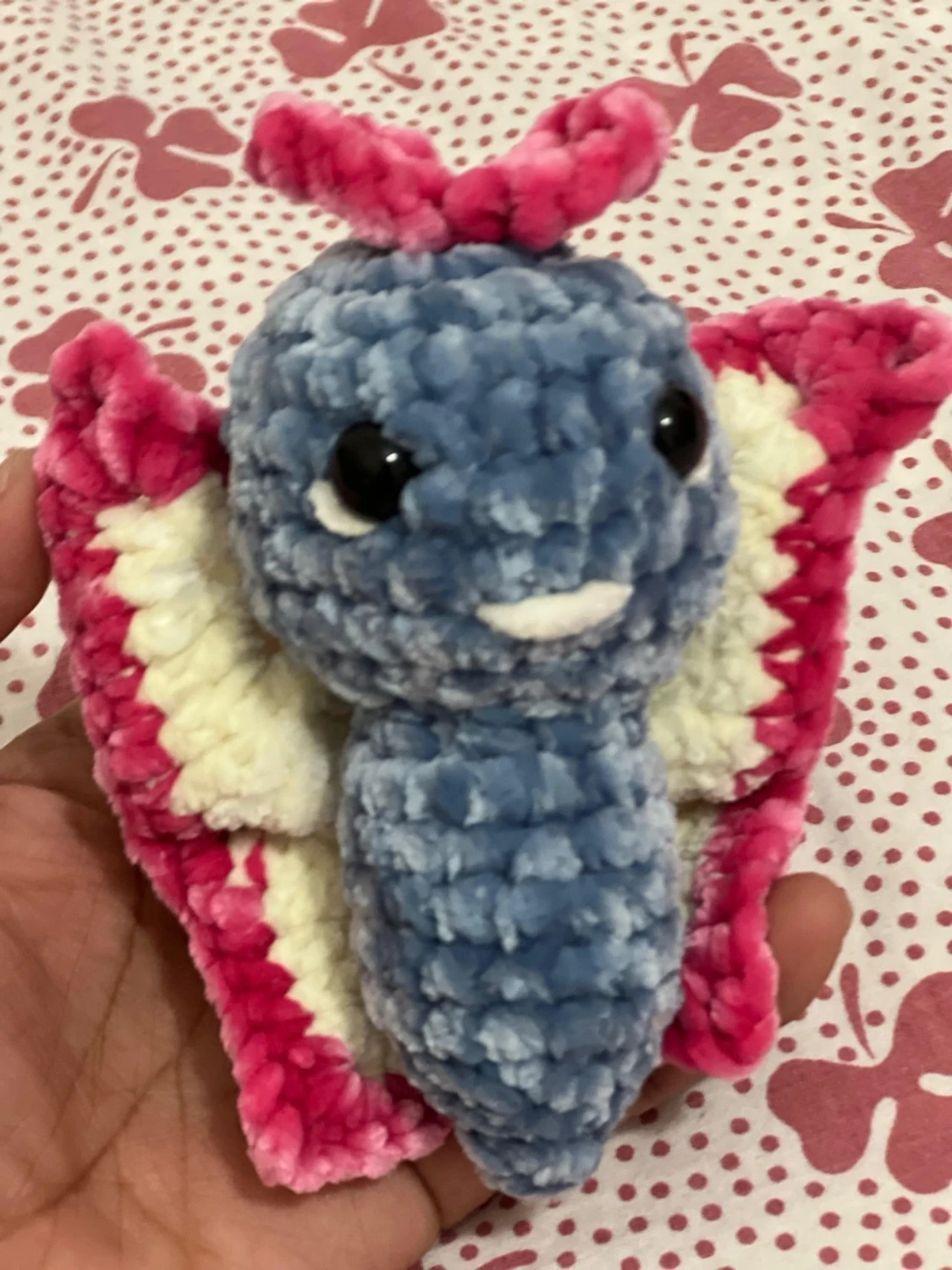 Handvirkad blå och rosa drake - 4