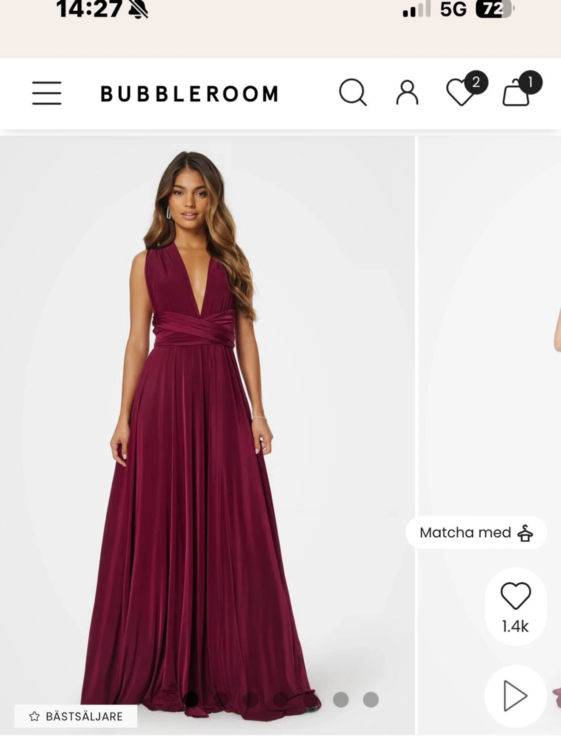 Vinröd långklänning från Goddiva