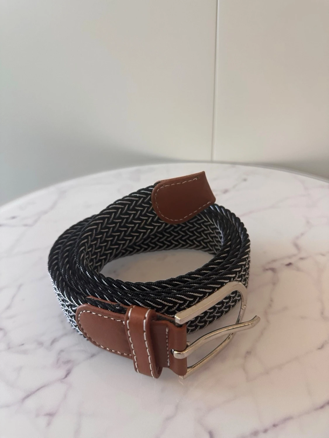 Svart vit flätat bälte - 1