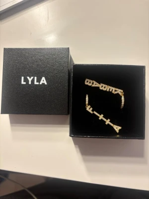 f**ta & kebab örhängen  - Unika guldiga f***a & kebab örhängen från LYLA med gnistrande stenar. Örhängena har en modern design med små klara stenar som ger extra bling. Säljer med orginalförpackning. Säljer fler smycken och kläder med bra bundlerabatt!!💗