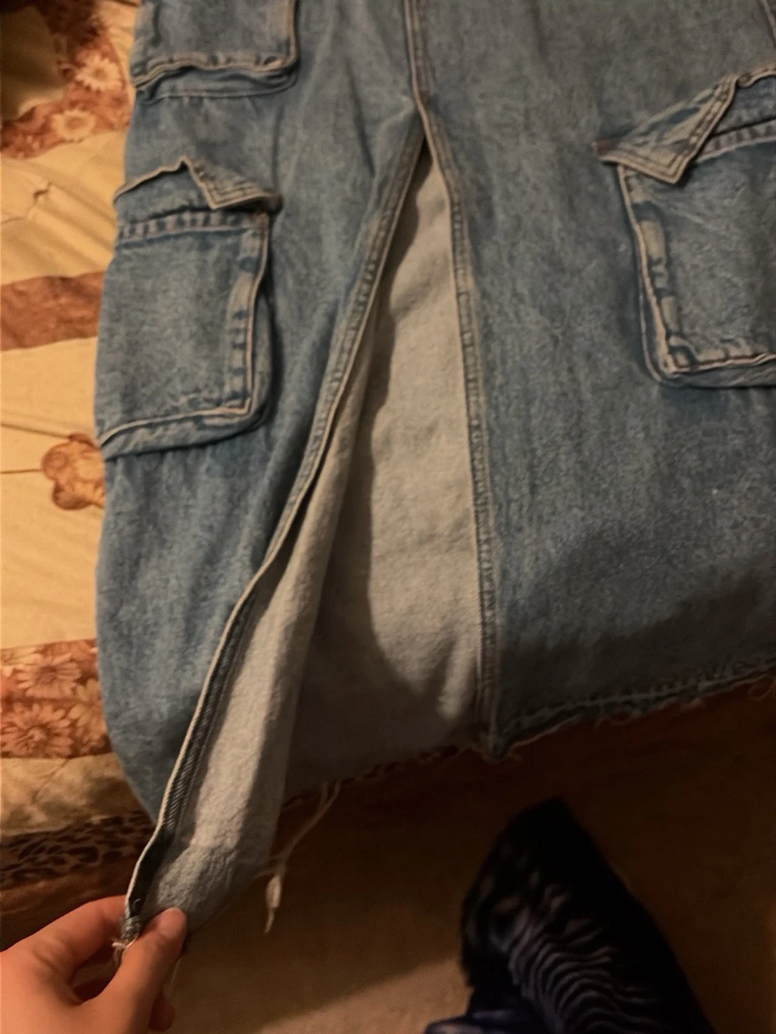 Lång jeanskjol med cargofickor - 1