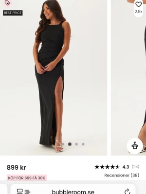 Svart balklänning  - Svart balklänning från bubbleroom, strl 34, använd en gång💞