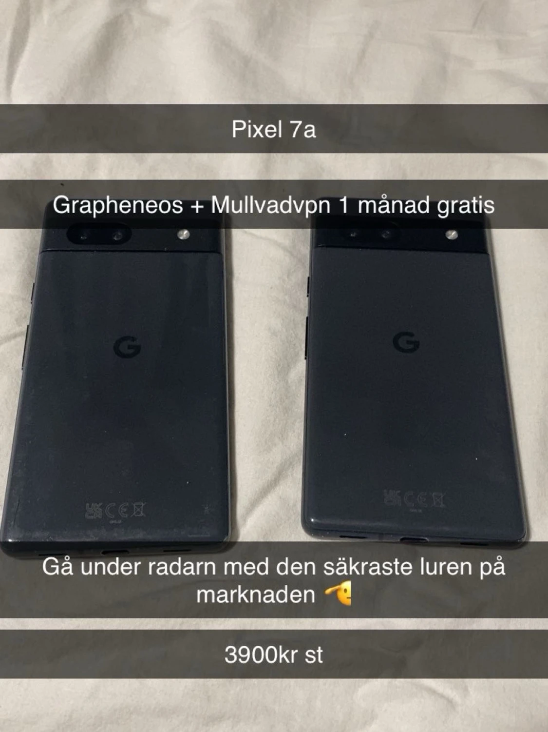 Google Pixel 7a svart KRYPTERAD - 1