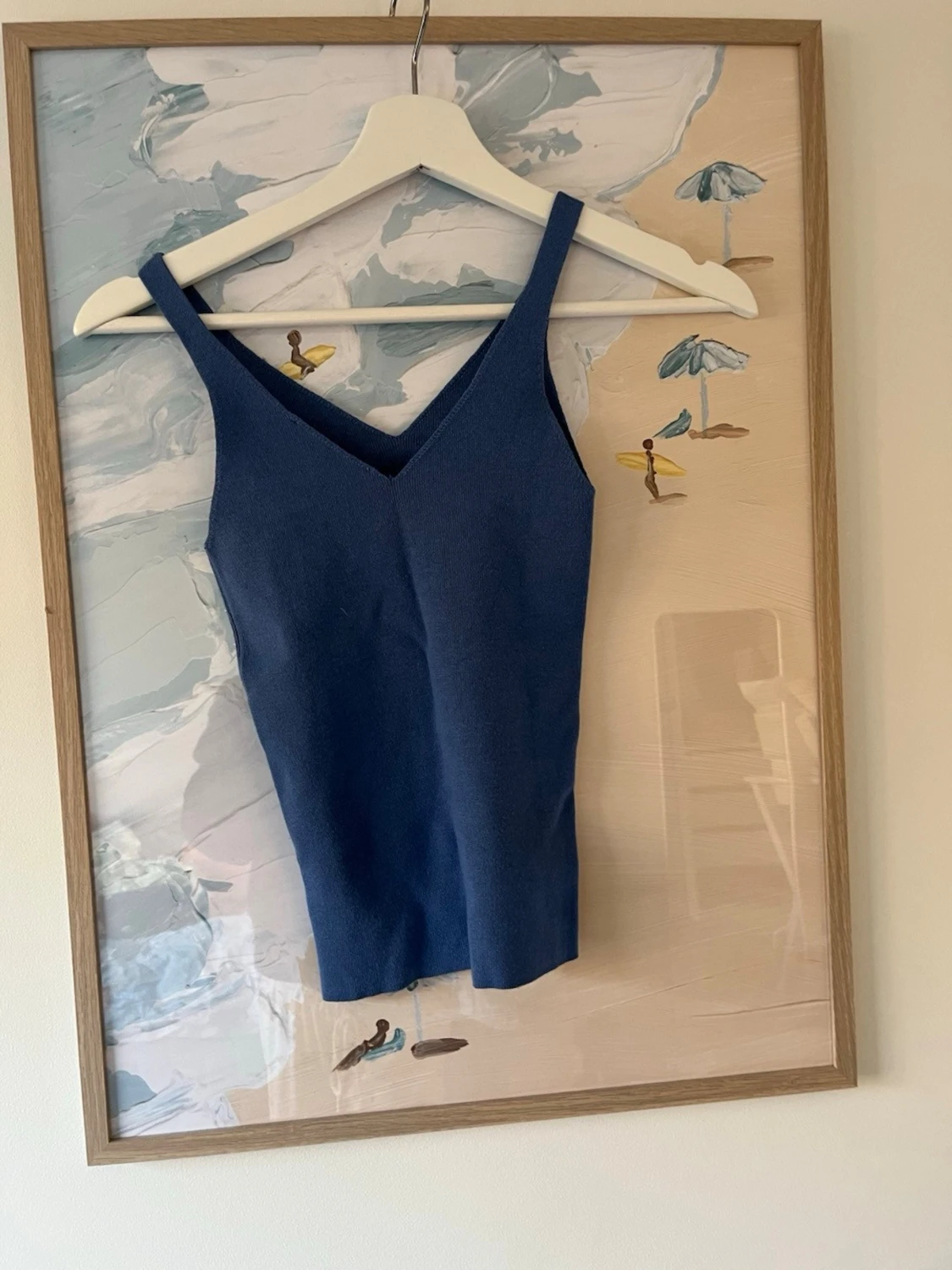 Mörkblå ribbad linnetopp - 1